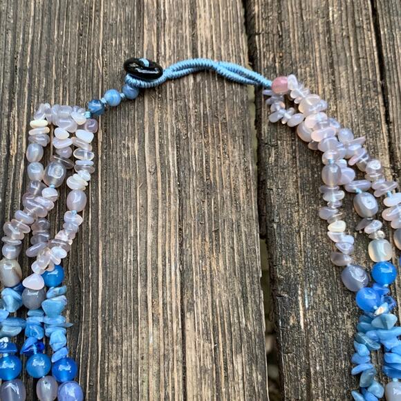 Blue And Taupe Multi Strand Necklace - Picture 5 of 5